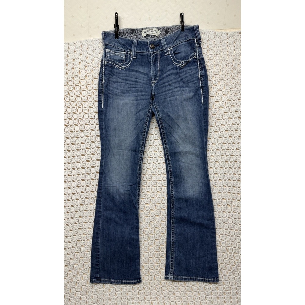 Ariat Real Jeans Women 30R  W30 L31 Blue Denim Bootcut Western Embroidery